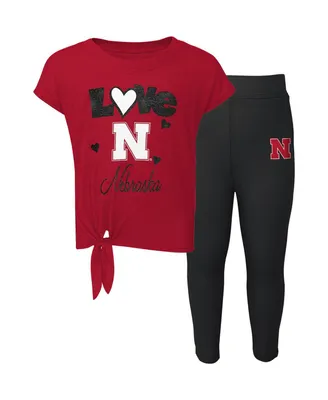 Toddler Girls Crimson, Black Nebraska Huskers Forever Love Team T-shirt and Leggings Set