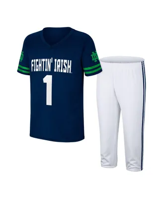 Big Boys Colosseum Navy, White Notre Dame Fighting Irish Football Jersey and Pants Set