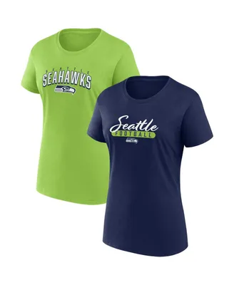 Women's Fanatics Navy, Neon Green Seattle Seahawks Fan T-shirt Combo Set