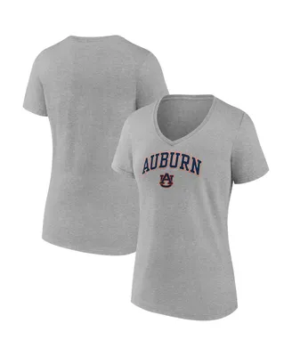 Women's Fanatics Heather Gray Auburn Tigers Evergreen Campus V-Neck T-shirt