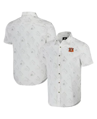 Men's Nfl x Darius Rucker Collection by Fanatics White Cincinnati Bengals Woven Short Sleeve Button Up Shirt