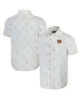 Men's Nfl x Darius Rucker Collection by Fanatics White Cincinnati Bengals Woven Short Sleeve Button Up Shirt