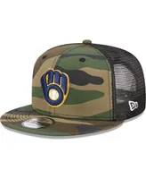 Men's New Era Camo Milwaukee Brewers Woodland Camo Trucker 9FIFTY Snapback Hat