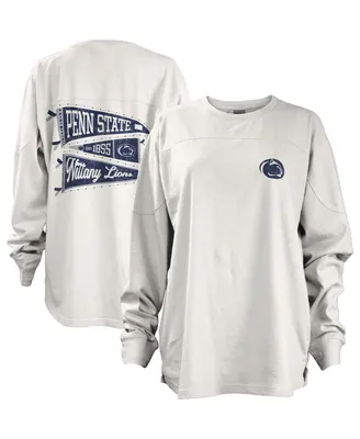 Women's Pressbox White Penn State Nittany Lions Pennant Stack Oversized Long Sleeve T-shirt