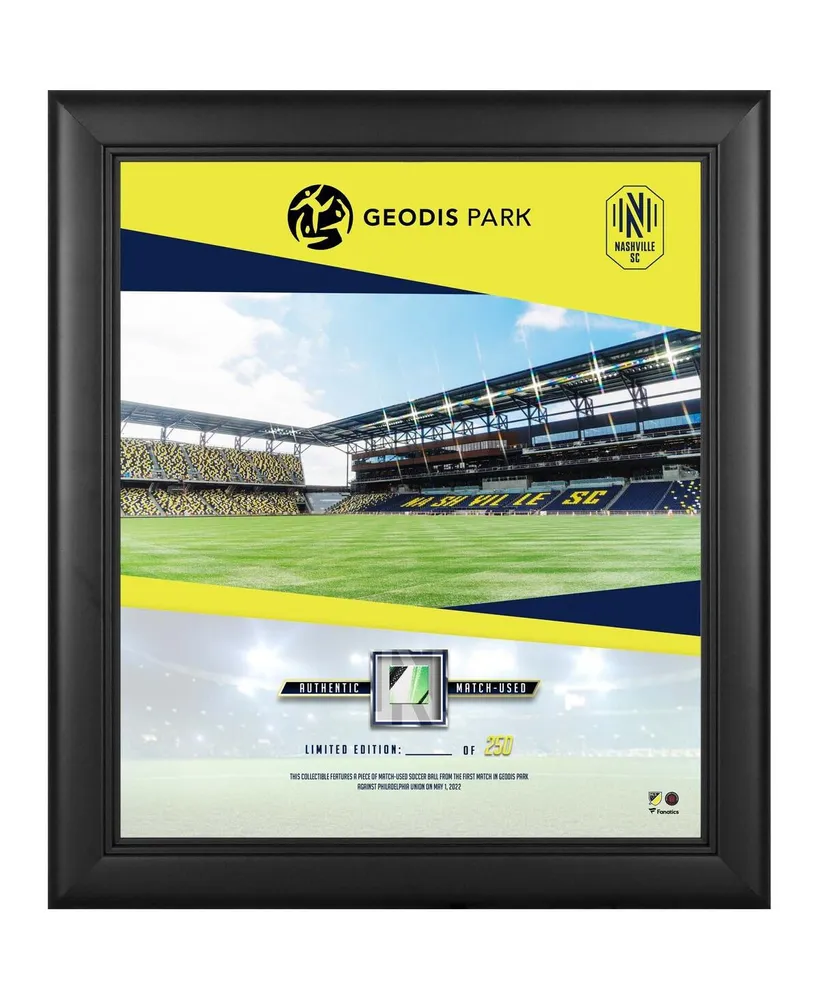 Nashville Sc Framed 15" x 17" Nashville Geodis Park Stadium Debut Collage with a Piece of Match-Used Soccer Ball - Limited Edition of 250