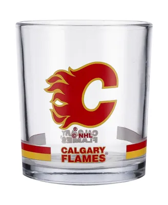Calgary Flames 10 Oz Banded Rocks Glass