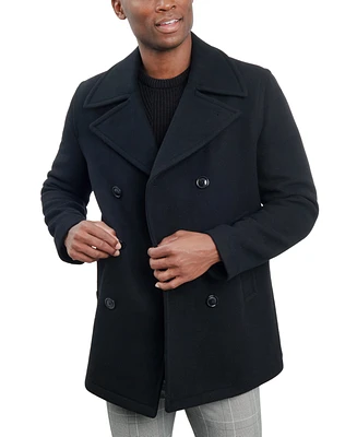 London Fog Men Double-Breasted Wool Blend Peacoat