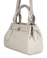Mancini Pebbled Collection Genevieve Leather Top Zipper Handbag