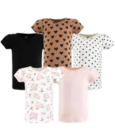 Hudson Baby Toddler Girls Short Sleeve T-Shirts, Cinnamon Pink Prints