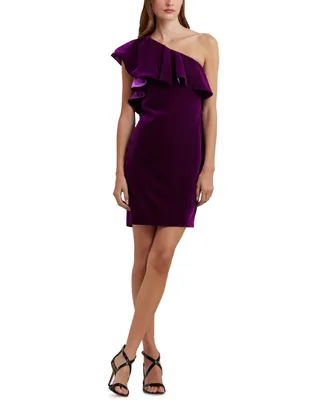 Lauren Ralph Lauren Women's Velvet One-Shoulder Sheath Dress