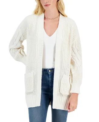 Hippie Rose Juniors' Cozy Chenille Cable-Knit Cardigan Sweater