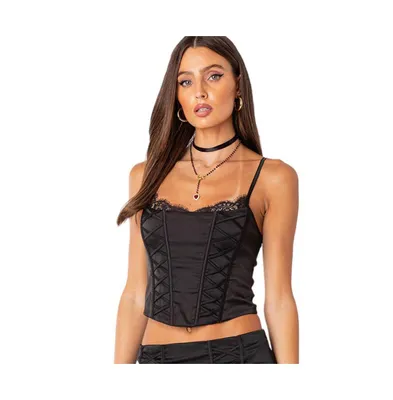 Women's Lilith lace up satin corset top