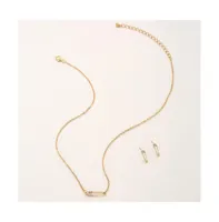 Aaliyah Pave Safety Pin Necklace And Earring Set