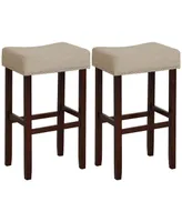 Costway Set of 2 Bar Stools Bar Height Saddle Kitchen Chairs with Wooden Legs