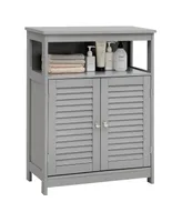 Costway Bathroom Wood Storage Cabinet w/ Double Shutter Door