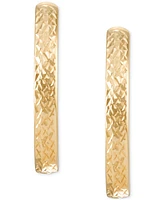 Textured J-Hoop Earrings in 14k Gold