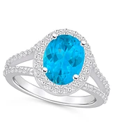 Macy's Blue Topaz (-/ ct. t.w.) and Diamond (/ Halo Ring 14K Gold