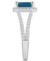 Macy's London Blue Topaz (2 ct. t.w.) and Diamond (1/2 Halo Ring 14K Gold