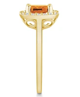 Macy's Citrine (2 ct. t.w.) and Diamond (1/4 Halo Ring 14K Yellow Gold