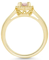 Macy's Morganite (1/2 ct. t.w.) and Diamond (1/5 Halo Ring 14K Yellow Gold