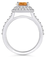 Macy's Citrine and Diamond Accent Halo Ring 14K Gold