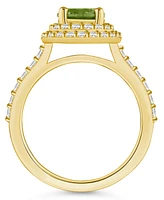 Macy's Peridot and Diamond Accent Halo Ring 14K Gold