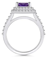 Macy's Amethyst and Diamond Accent Halo Ring 14K Gold