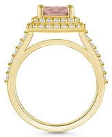 Macy's Morganite and Diamond Accent Halo Ring 14K Yellow Gold