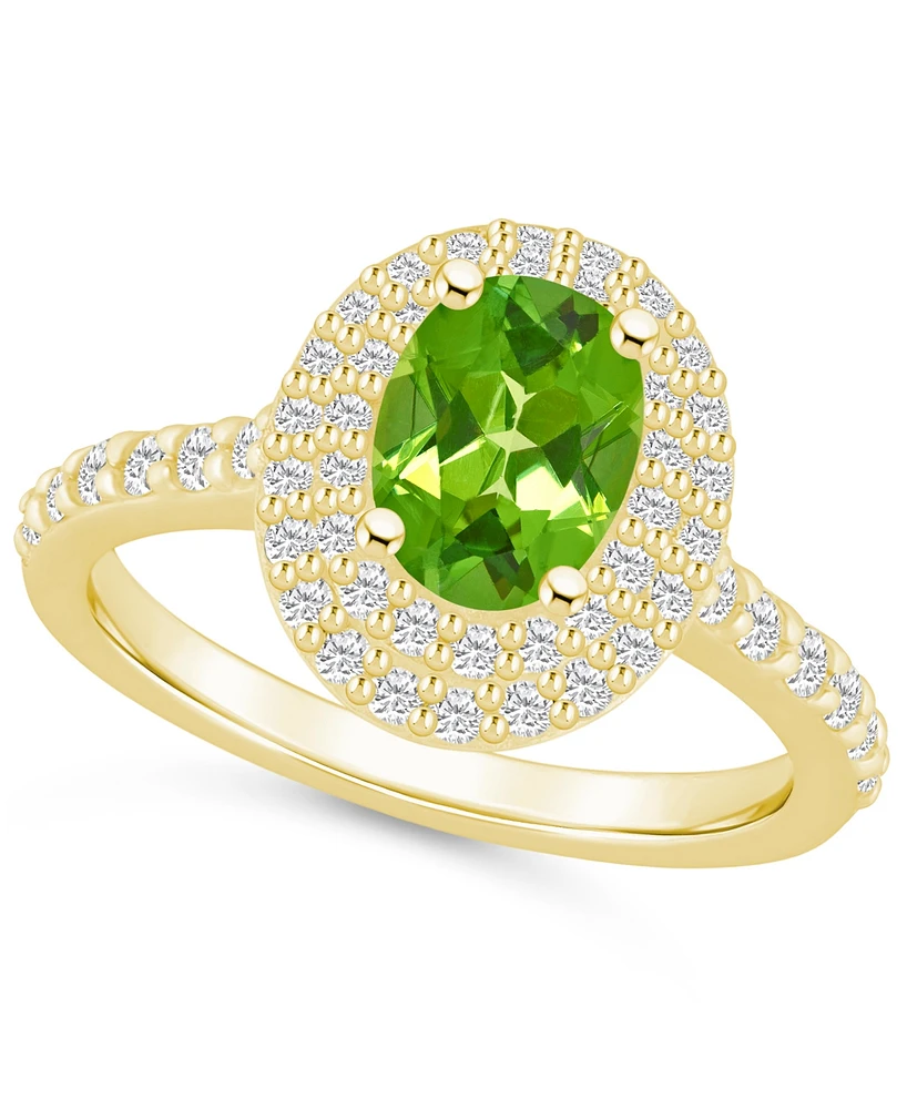 Macy's Peridot and Diamond Halo Ring