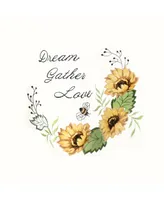 Kate Aurora Montauk Accents "Dream, Love, Gather" Embellished Sunflowers 3 Piece Kitchen Curtain Tier Set