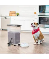 Iris 35lbs/47qt Airtight Pet Food Container with Casters and Scoop, Chrome