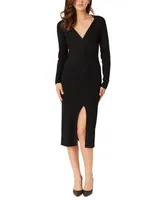 Adrienne Landau Women's Twisted Ribbed Knit Long-Sleeve Sweater Dress