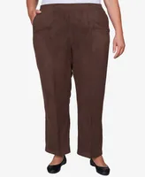 Alfred Dunner Plus Size Autumn Weekend Micro Suede Flat Front Short Length Pants