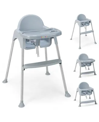 4-in-1 Convertible Baby High Chair Feeding with Removable Double Tray& Footrest