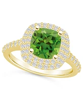 Macy's Peridot and Diamond Accent Halo Ring 14K Yellow Gold
