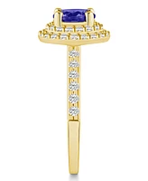 Tanzanite (1-3/8 ct. t.w.) & Diamond (5/8 Round Halo Statement Ring 14k Gold