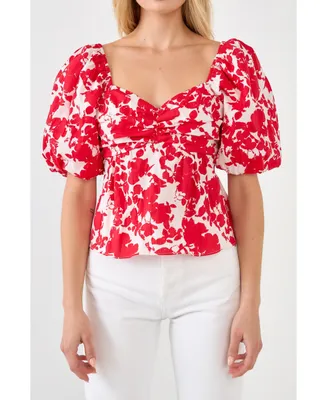 Free the Roses Women's Floral Peplum Top