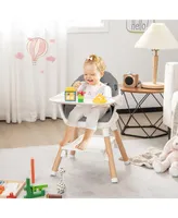 6-in-1 Convertible Wooden Baby Highchair Infant Feeding Chair with Removable Tray