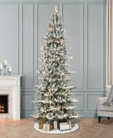 Puleo 9' Pre-Lit Slim Flocked Royal Majestic Artificial Spruce Tree