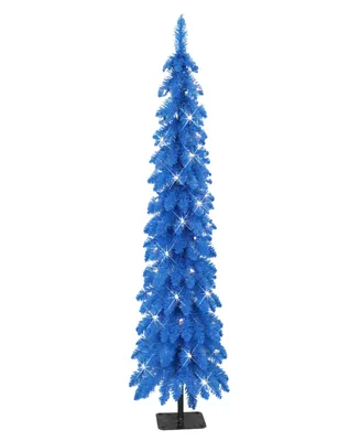 Puleo 4' Pre-Lit Artificial Alpine Pencil Tree