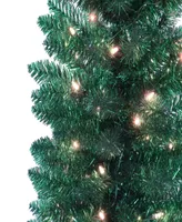 Puleo 6FT Pre-Lit Tinsel Artificial Tree