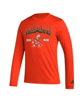 Men's adidas Orange Miami Hurricanes Mighty Mascot Pregame Long Sleeve T-shirt