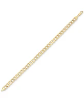 Italian Gold Men's Beveled Curb Link Chain Bracelet in 10k Gold