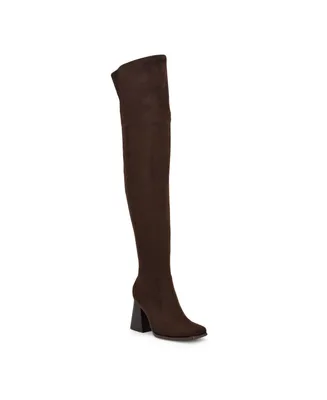 Nine West Women's Begone Block Heel Over the Knee Dress Boots - Dark Brown