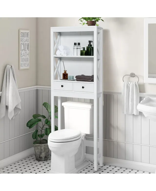 2-Door Over The Toilet Bathroom Storage Cabinet with Adjustable Shelf -  Costway