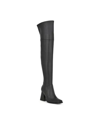 Nine West Women's Begone Block Heel Over the Knee Dress Boots - Black