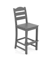 Costway Outdoor Hdpe Bar Stool Patio Tall Chair Backrest Footrest All Weather