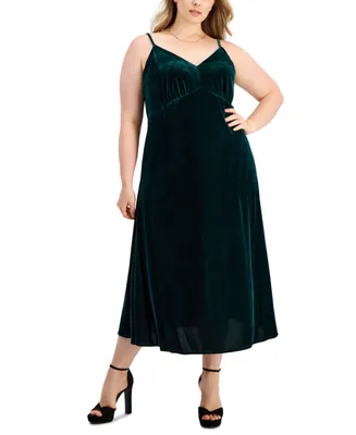 Taylor Plus Size Velvet Empire-Waist Sleeveless Midi Dress