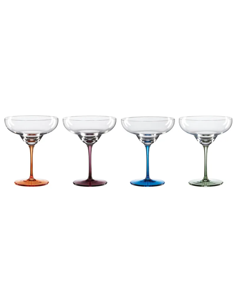 Oneida Bottoms Up Color Bottom Margarita Glasses, Set of 4