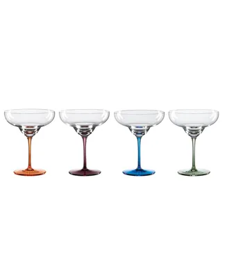 Oneida Bottoms Up Color Bottom Margarita Glasses, Set of 4